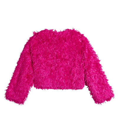 Monnalisa Faux Feather Jacket In Pink
