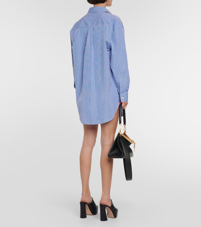 Shop Etro Pegaso Pinstriped Cotton Shirt In Blue