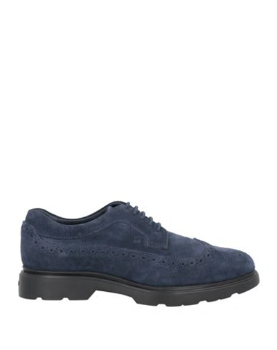 Shop Hogan Man Lace-up Shoes Midnight Blue Size 7.5 Soft Leather