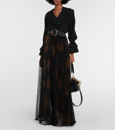 Shop Etro Layered Maxi Skirt In Black