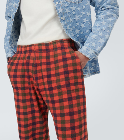 Erl Checked Cotton Straight Pants In Multicoloured