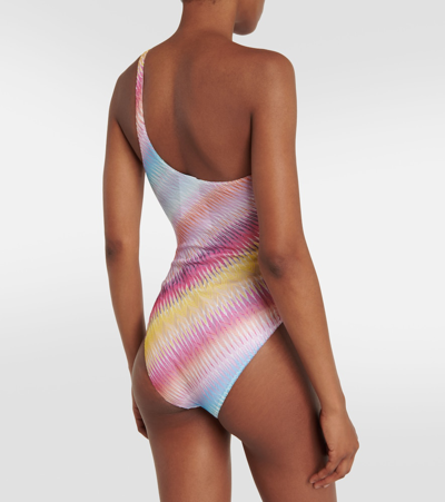 Shop Missoni Zig-zag One-shoulder Swimsuit In Multicoloured