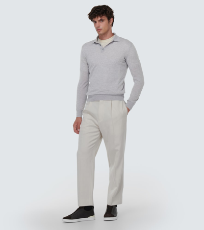 Shop Zegna High Performance Wool Polo In Grey