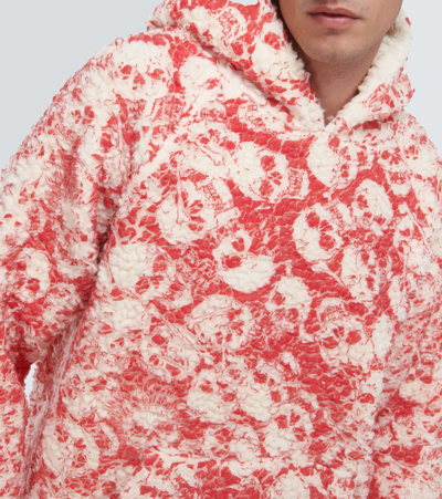 Shop Erl Printed Fleece Hoodie In Red