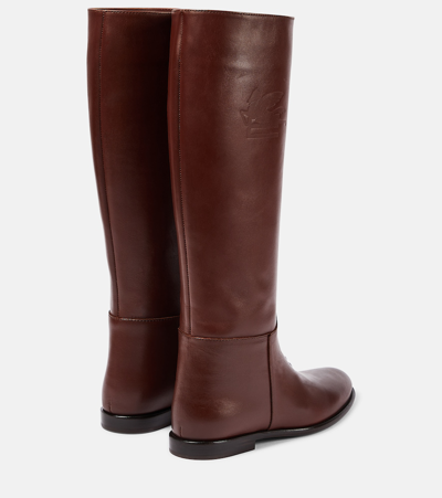 Shop Etro Leather High-knee Boots In Brown