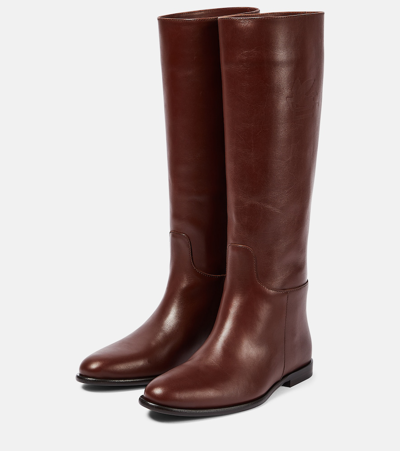 Shop Etro Leather High-knee Boots In Brown