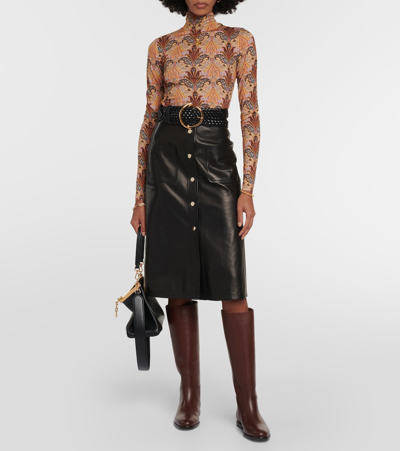 Shop Etro Leather High-knee Boots In Brown