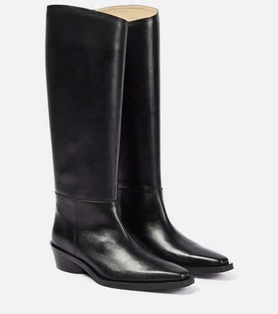 Shop Proenza Schouler Bronco Leather Knee-high Boots In Black