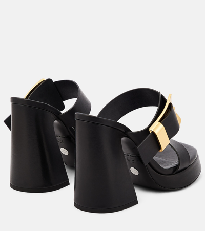 Proenza Schouler Buckle Slide Leather Platform Mules In Beige