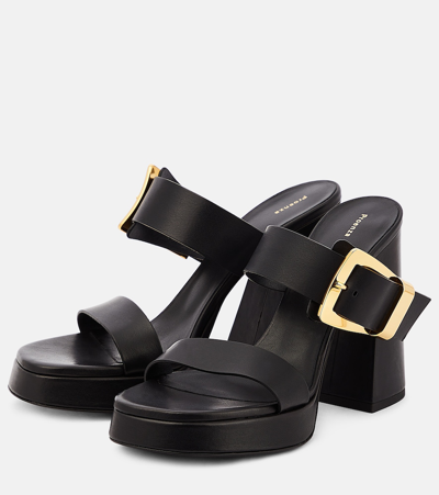Proenza Schouler Buckle Slide Leather Platform Mules In Beige