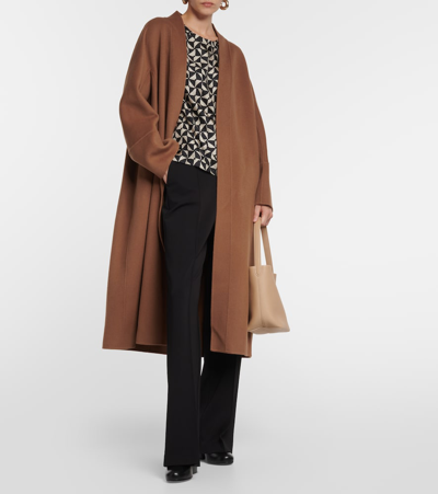 Shop 's Max Mara Calla Wool Robe Coat In Brown