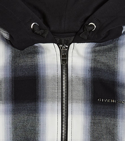 Givenchy 4g-jacquard Checked Hooded Overshirt In Black