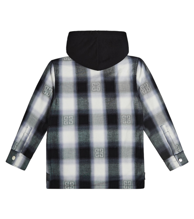 Givenchy 4g-jacquard Checked Hooded Overshirt In Black