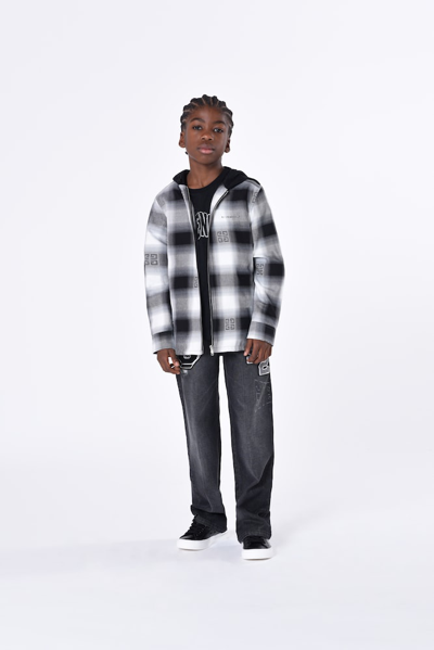 Givenchy 4g-jacquard Checked Hooded Overshirt In Black