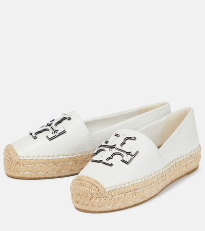 Shop Tory Burch Ines Leather Platform Espadrilles In White
