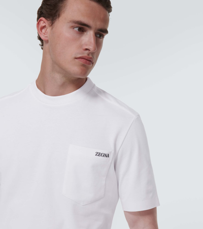 Shop Zegna Logo Cotton Jersey T-shirt In White