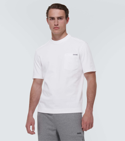 Shop Zegna Logo Cotton Jersey T-shirt In White