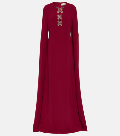 Shop Elie Saab Embellished Crêpe Gown In Red
