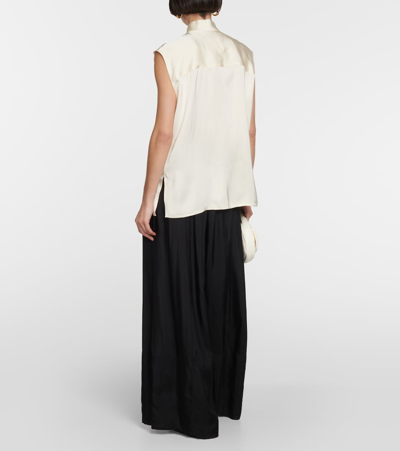 Shop Jil Sander Satin Sleeveless Blouse In Beige