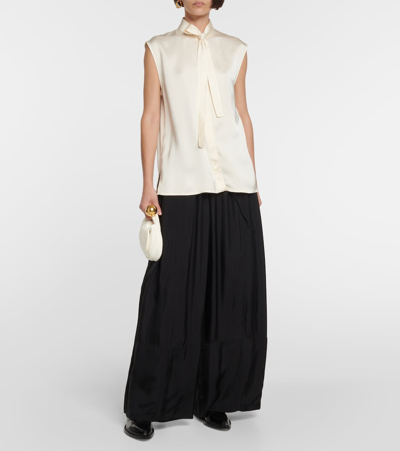 Shop Jil Sander Satin Sleeveless Blouse In Beige