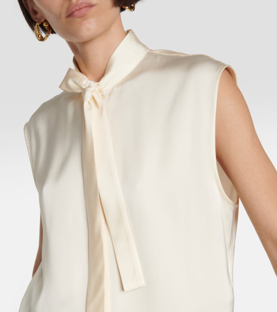 Shop Jil Sander Satin Sleeveless Blouse In Beige