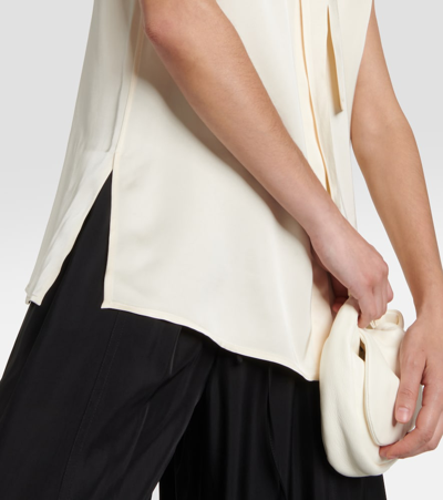 Shop Jil Sander Satin Sleeveless Blouse In Beige