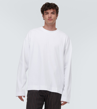 Dries Van Noten White Mock Neck Long Sleeve T-shirt In 1 White