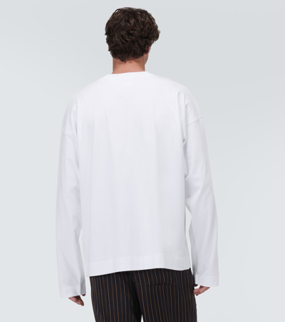 Dries Van Noten White Mock Neck Long Sleeve T-shirt In 1 White
