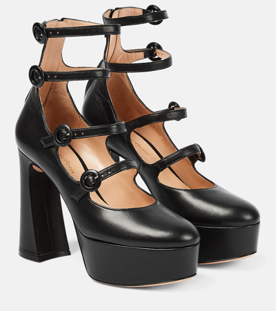Shop Gianvito Rossi Mary Jane Leather Platform Pumps In Black