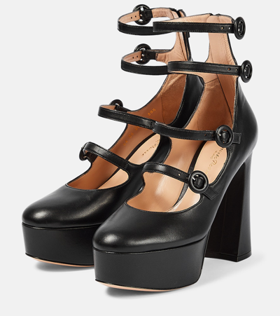 Gianvito Rossi Mary Jane Leather Platform Pumps In Black