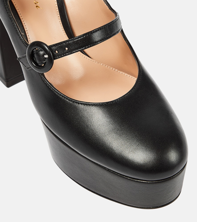 Gianvito Rossi Mary Jane Leather Platform Pumps In Black