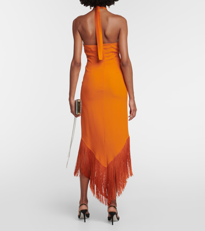 Taller Marmo Nina Fringed Maxi Dress In Orange