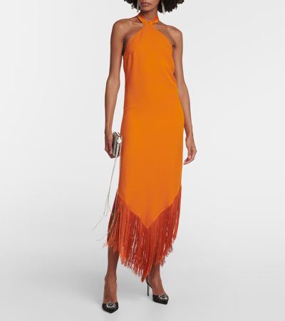 Taller Marmo Nina Fringed Maxi Dress In Orange