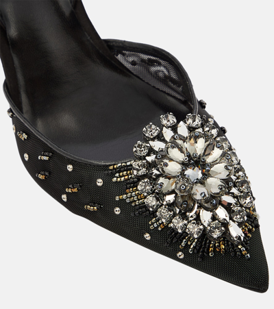 René Caovilla Crystal-embellished Slingback Pumps In Metallic