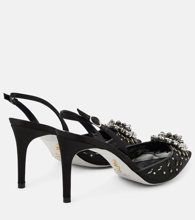 René Caovilla Crystal-embellished Slingback Pumps In Metallic