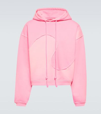 Shop Erl Cotton-blend Fleece Hoodie In Pink