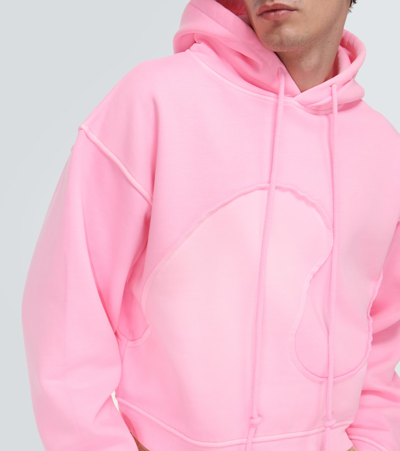 Shop Erl Cotton-blend Fleece Hoodie In Pink