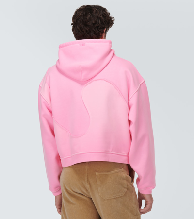 Shop Erl Cotton-blend Fleece Hoodie In Pink