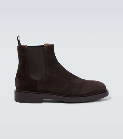 Shop Gianvito Rossi Douglas Suede Chelsea Boots In Brown