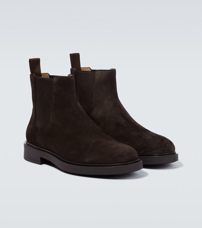 Shop Gianvito Rossi Douglas Suede Chelsea Boots In Brown