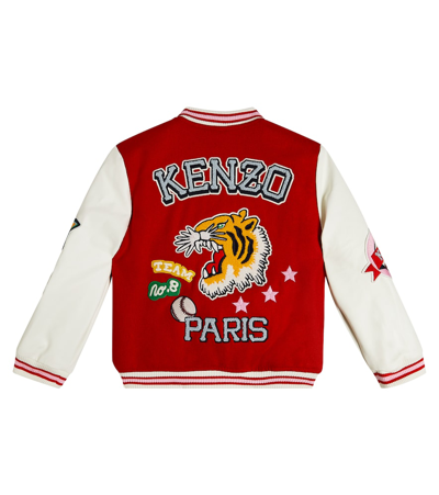 Shop Kenzo Appliqué Varsity Jacket In Red