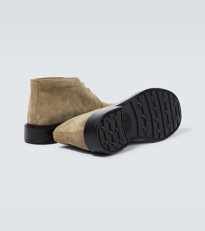 Shop Tod's Suede Desert Boots In Beige