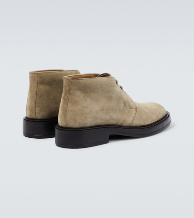 Shop Tod's Suede Desert Boots In Beige