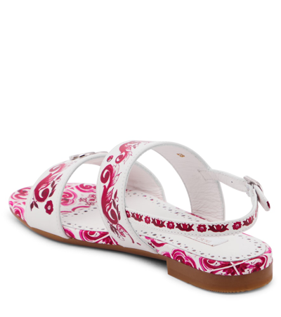 Shop Dolce & Gabbana Majolica Printed Leather Sandals In Red