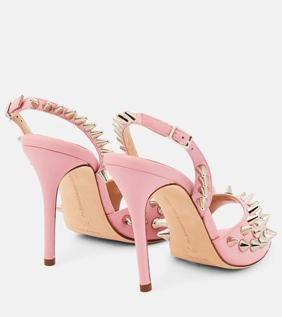 Alessandra Rich Embellished Leather Sandals In Pink