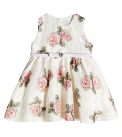 Shop Monnalisa Baby Floral Brocade Dress In White