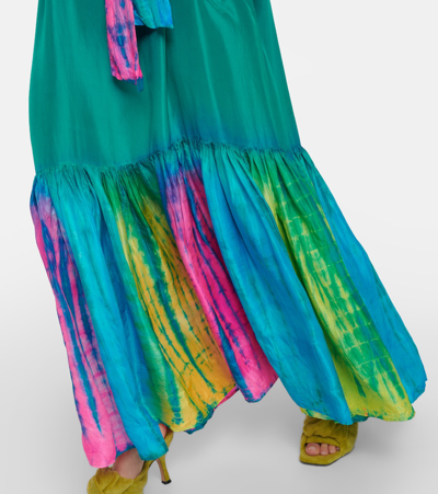 Shop Anna Kosturova Tie-dye Printed Silk Maxi Dress In Multicoloured