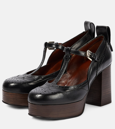 See By Chloé Aria Leather Platform Pumps In Black
