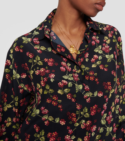 Etro Lange Seidenbluse Mit Print In Blue