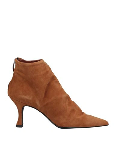 Shop O'dan Li Woman Ankle Boots Tan Size 7 Soft Leather In Brown